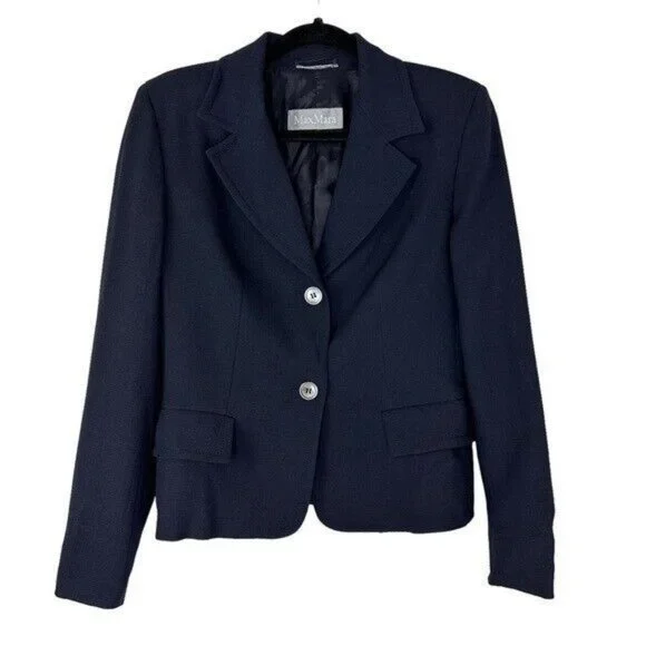 MaxMara Navy Single Breasted Blazer Women’s Size 8 - Picture 2 of 12